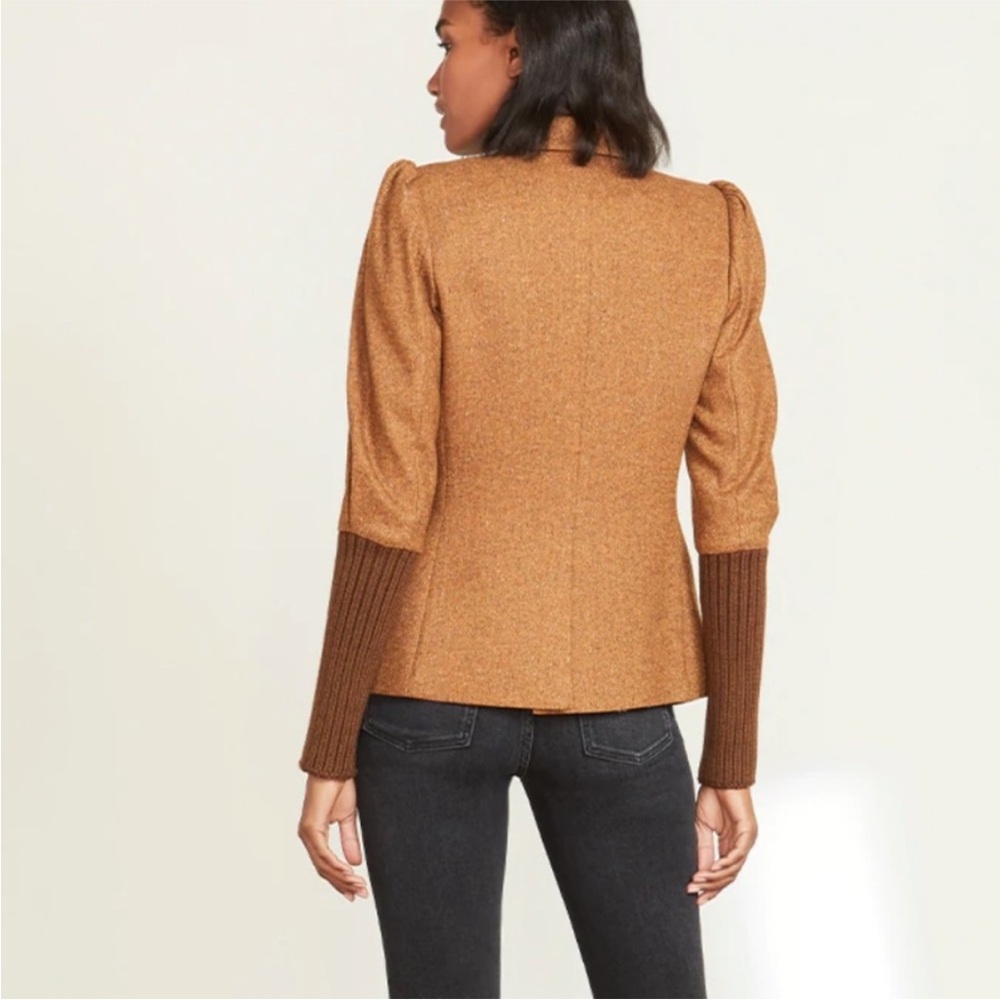 $798 Veronica Beard Bayard Dickey Jacket colorblock Herringbone Camel brown sz 6 - Picture 3 of 16